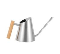 Ioensy Arrosoir de Jardin Arrosoir Arrosoir Conique Arrosoir Intérieur Arrosoir Plante Corps INOX et Poignée Latérale Bois pour Prise Sûre et Arrosage Précis, Argent Brossé, 800ML-Argent Brossé