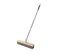 Ioensy Brosse à Manche Long Fil Acier Inoxydable Sol Brosse de Nettoyage Terrasse Fils Métalliques Grattoir à Mousse Rugueuses Balai de Nettoyage, 30cm