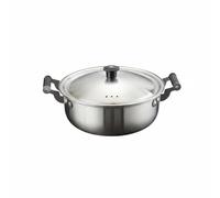 Ioensy Casserole en Acier Inoxydable Marmite Faitout Casserole Ramen Acier 304 de Qualité Alimentaire Diffusion de Chaleur Rapide Design Brossé Élégant, Argent, 20CM Avec Couvercle