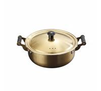 Ioensy Casserole en Acier Inoxydable Marmite Faitout Casserole Ramen Acier 304 de Qualité Alimentaire Diffusion de Chaleur Rapide Design Brossé Élégant, Or, 20CM Avec Couvercle