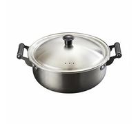 Ioensy Casserole en Acier Inoxydable Marmite Faitout Casserole Ramen Acier 304 de Qualité Alimentaire Diffusion de Chaleur Rapide Design Brossé Élégant, Argent, 22CM+Avec Couvercle