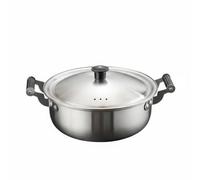 Ioensy Casserole en Acier Inoxydable Marmite Faitout Casserole Ramen Acier 304 de Qualité Alimentaire Diffusion de Chaleur Rapide Design Brossé Élégant, Argent, 18CM+Avec Couvercle
