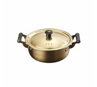 Ioensy Casserole en Acier Inoxydable Marmite Faitout Casserole Ramen Acier 304 de Qualité Alimentaire Diffusion de Chaleur Rapide Design Brossé Élégant, Or, 18CM+Couvercle