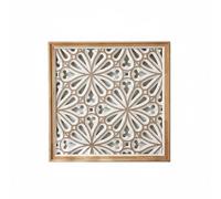 Ioensy Décoration Murale Sculptée Art Mural Plaque Mur Panneau Mur Bois Vieilli avec Reliefs Complexes pour Charme Ancien, Grand 60cm X 60cm, Style 3 - Motif Floral Ajouré A2708