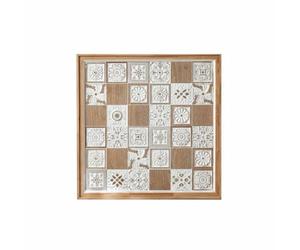 Ioensy Décoration Murale Sculptée Art Mural Plaque Mur Panneau Mur Bois Vieilli avec Reliefs Complexes pour Charme Ancien, Petit 50cm X 50cm, Style 1 - Mosaïque Florale Mixte A2717