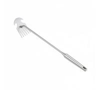 Ioensy Désherbeur Acier Portable avec Poignée Confortable Outil d'Arrachage de Mauvaises Herbes Râteau Manuel Extracteur , Râteau De Désherbage En Acier Inoxydable À Six Dents, Environ 48 Cm, Poli Fin