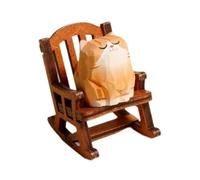 Ioensy Figurine D'animal En Fauteuil à Bascule, Petite Sculpture, Statue, Mini-décoration de Bureau Créative pour Bureau, Armoire, étagère Miniature, chat