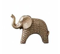 Ioensy Figurine Éléphant Décorative Ornement Sculpture Statue Figurine en Résine Texturée Artisanal Silhouette Abstraite, Or, Éléphant Doré Rétro À Oreilles Rondes Et Rayures Verticales