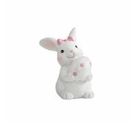 Ioensy Figurine Lapin Résine Sculpture Lapin Statuette Lapin Ornement Lapin Style Artisanal Charmant Œuf Moucheté Évoquant Pâques Décoratif de Printemps, Lapin Nœud Porte Œuf