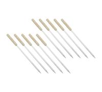 Ioensy Lot de 10 Brochettes Plates pour Barbecue, Brochettes à Chiche-kebab, Brochettes En Acier Inoxydable avec Manche En Bois, pour Rôtir et Le P, 40CM