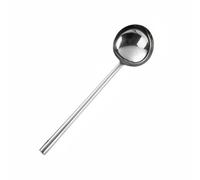 Ioensy Louche à Soupe Inox 304 Cuillère Cuisine Fond Élargi Manche en Bois et Métal Anti-brûlure Adaptée à une Utilisation Domestique Professionnelle, 12 Liang, Poignéeacierbrillant