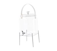 Ioensy Pichet Distributeur de Boissons avec Couvercle Transparent pour Boissons Froides, Jus de Fruits, Porte-gobelet pour Camping, Anniversaires, Mariages, 4.5l avec Base