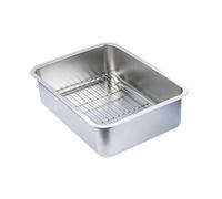 Ioensy Plaque de Cuisson Rectangulaire avec Grille pour Four, Plat avec Grille pour Griller Dessert et Légumes, 50x35x10cm