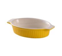 Ioensy Plat En Céramique avec Poignées, Plat à Gratin, Assiette à Porcelaine, Design élégant, Antidérapant, Idéal pour Un Usage Domestique, jaune, ovale