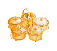Ioensy Plateau à Fruits Secs, Plat Multifonctionnel pour Bonbons et Noix, Plateau à Fruits Secs avec Couvercle pour Bonbons et Biscuits, Salon, ambre