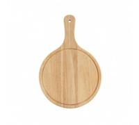Ioensy Plateau à Pizza Rond Plateau de Service Planche à Découper Pelle à Pizza en Robuste avec Trou de et Manche Long Surface Rainurée Antijus Adapté pour Cuisine Buffet Dégustation, 18 Pouces