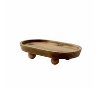 Ioensy Plateau Rond Plateau de Service Plateau de Présentation Plateau Décoratif Bois Massif Surface Polie avec Pieds Ronds Antidérapants Convient pour Usage, 19.8-11.8-4.5, Oval