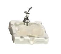 Ioensy Porte-savon En Porcelaine à Motif Fromage avec Figurine de Lapin, Décoration Moderne pour Salle de 'hôtel Ou D'appartement, Blanc Laiteux