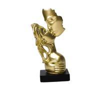 Ioensy Sculpture Abstraite D'un Couple D'amoureux S'embrassant, Statuette Décorative de Table, Objet de Décoration Artisanale, Figurine D'amo, Doré