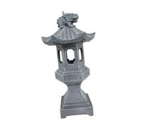 Ioensy Statue de Jardin Sculpture Solaire Résine Décoration Chinoise Lanterne Ornement Paysager Multifonction Convient pour Jardin, 10x10x32cn