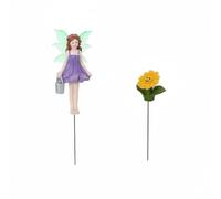 Ioensy Statue Fille Arrosoir Figurine de Jardin Statuette Décorative Tuteur Plante Ornement Pot Résine Synthétique Imperméable Lumière Nocturne Subtile Adaptée au Potager Rocaille Véranda Maison