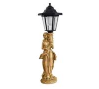 Ioensy Statute Décorative En Résine Étanche Lumière Jaune Chaleureuse, Statue Déesse Lanterne, Lampe Solaire Figurine, pr Terrasse, Bronze Droite