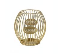 Ioensy Support Capsules Café Organisateur Panier Comptoir Corbeille Métal Fil Fer Traitement Antirouille Ouverture Large Rangement Polyvalent pour Sucre et Crème Adapté au Bureau Cuisine , Or , S