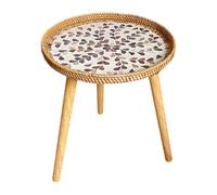 Ioensy Table D'appoint Vintage En Rotin avec Plateau - Élément de Décoration Décoratif, Style F