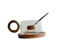 Ioensy Tasses à Cappuccino avec Soucoupe, Service à Thé pour Le Bureau, Tasse à Lait pour Le, Cadeau de Pendaison de Crémaillère, Pause Thé Au, Poignée Ronde