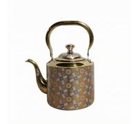Ioensy Théière Décorative à Géométriques Floraux Décorée Théière Cylindrique Cvercle Robuste pr Amateurs Thé, Familles, Style B