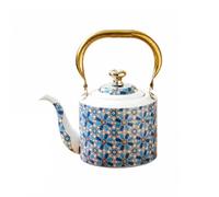 Ioensy Théière Décorative à Géométriques Floraux Décorée Théière Cylindrique Cvercle Robuste pr Amateurs Thé, Familles, Style A