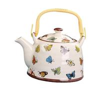 Ioensy Théière En Porcelaine, Bouilloire de 900 Ml, Cafetière Japonaise Portable Résistante à La Chaleur avec Filtre Amovible, Idéale pour La Maison et, Papillon