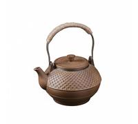 Ioensy Théière Extérieure Kettle Bouilloire Pot Céramique Théière Rustique en avec Poignée Supérieure Gainée Compatible pour, Théière À Petites Granules Marron Avec Anse En Corde, 300ml