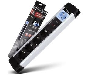 IOIO Multiprise maître-Esclave en Aluminium 6 Voies avec Contact de Protection Câble de 1,5 m Argent-Noir