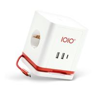IOIO SW 1000 - Cube multiprise Blanc - 3 Prises avec 2 Ports USB-A et 1 Port USB-C - Multiprise pour Bureau et Bureau - Interrupteur Marche/arrêt - Câble USB-C Enroulable - 16 A/230 V - 3680 W