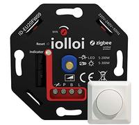 iolloi Zigbee Variateur d'intensité 5-200 W, 230 V à coupure de phase pour lampes LED et halogènes à intensité variable, compatible avec Philips Hue