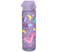 Ion8 Gourde, 500ml, Anti-Fuite, Facile à Ouvrir, Verrouillage Sécurisé, Lavable en Lave-vaisselle, Sans BPA, Poignée de Transport, S'adapte aux Porte-gobelets, Facile à Nettoyer, Licornes Violet