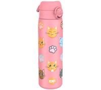 Ion8 Gourde, 500ml, Anti-Fuite, Facile à Ouvrir, Verrouillage Sécurisé, Lavable en Lave-vaisselle, Sans BPA, Poignée de Transport, S'adapte aux Porte-gobelets, Facile à Nettoyer, Motif Chats