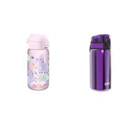 Ion8 Gourde Enfant, 350ml, Anti-Fuite, Facile à Ouvrir, Verrouillage Sécurisé & Gourde Enfant Acier Inox 400ml, Anti-Fuite, Facile à Ouvrir et Nettoyer, Verrouillage Sécurisé, Lavable