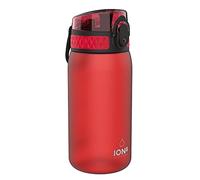 Ion8 Gourde Enfant, 350ml, Anti-Fuite, Facile à Ouvrir, Verrouillage Sécurisé, Lavable en Lave-Vaisselle, Sans BPA, Poignée de Transport, Facile à Nettoyer, Carbone Neutre, Rouge