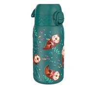 ION8 Gourde Enfant, Inox Léger, 400ml, Non Isolé, Anti-Fuite, Facile à Ouvrir, Verrouillage Sécurisé, Lavable au Lave-Vaisselle, Poignée de Transport, Acier Inoxydable, Motif Loutres