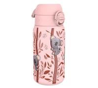Ion8 Gourde Enfant, Inox Léger, 400ml, Non Isolé, Anti-Fuite, Facile à Ouvrir, Verrouillage Sécurisé, Lavable au Lave-Vaisselle, Poignée de Transport, Acier Inoxydable, Koalas