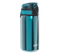 Ion8 Gourde Enfant, Inox Léger, 400ml, Non Isolé, Anti-Fuite, Facile à Ouvrir, Verrouillage Sécurisé, Lavable au Lave-Vaisselle, Poignée de Transport, Acier Inoxydable, Aqua