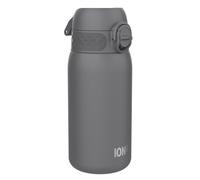 Ion8 Gourde Enfant, Inox Léger, 400ml, Non Isolé, Anti-Fuite, Facile à Ouvrir, Verrouillage Sécurisé, Lavable au Lave-Vaisselle, Poignée de Transport, Acier Inoxydable, Gris