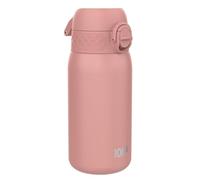 Ion8 Gourde Enfant, Inox Léger, 400ml, Non Isolé, Anti-Fuite, Facile à Ouvrir, Verrouillage Sécurisé, Lavable au Lave-Vaisselle, Poignée de Transport, Acier Inoxydable, Rose Cendré