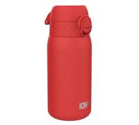Ion8 Gourde Enfant, Inox Léger, 400ml, Non Isolé, Anti-Fuite, Facile à Ouvrir, Verrouillage Sécurisé, Lavable au Lave-Vaisselle, Poignée de Transport, Acier Inoxydable, Rouge