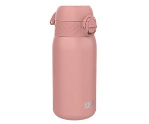 Ion8 Gourde Enfant, Inox Léger, 400ml, Non Isolé, Anti-Fuite, Facile à Ouvrir, Verrouillage Sécurisé, Lavable au Lave-Vaisselle, Poignée de Transport, Acier Inoxydable, Rose Cendré
