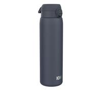 Ion8 Gourde Inox Léger 1 Litre, Non Isolé, Anti-Fuite, Facile à Ouvrir, Verrouillage Sécurisé, Lavable au Lave-Vaisselle, Poignée de Transport, Acier Inoxydable, 1200ml, Bleu Marine Cendré