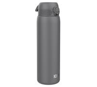Ion8 Gourde Inox Léger 1 Litre, Non Isolé, Anti-Fuite, Facile à Ouvrir, Verrouillage Sécurisé, Lavable au Lave-Vaisselle, Poignée de Transport, Acier Inoxydable, 1200ml, Gris