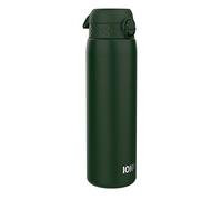 ION8 Gourde Inox Léger 1 Litre, Non Isolé, Anti-Fuite, Facile à Ouvrir, Verrouillage Sécurisé, Lavable au Lave-Vaisselle, Poignée de Transport, Acier Inoxydable, 1200ml, Vert Foncé